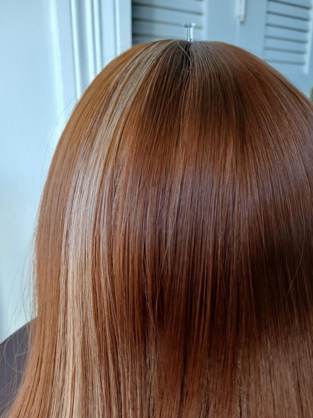 Premium Long Women's Wig in Light Copper Brown - Picture 3 of 7